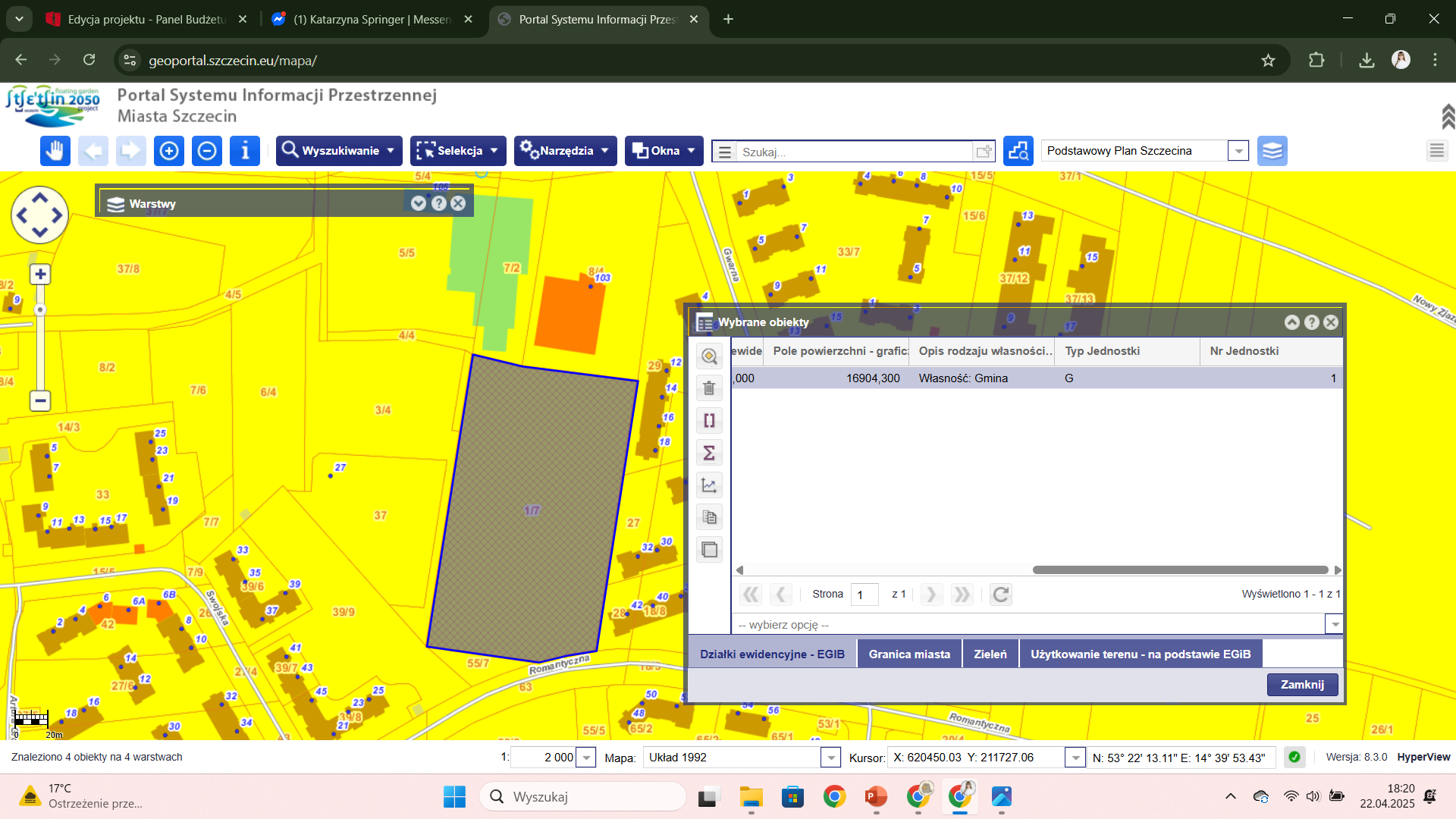 Zrzut ekranu z serwisu Geoportal