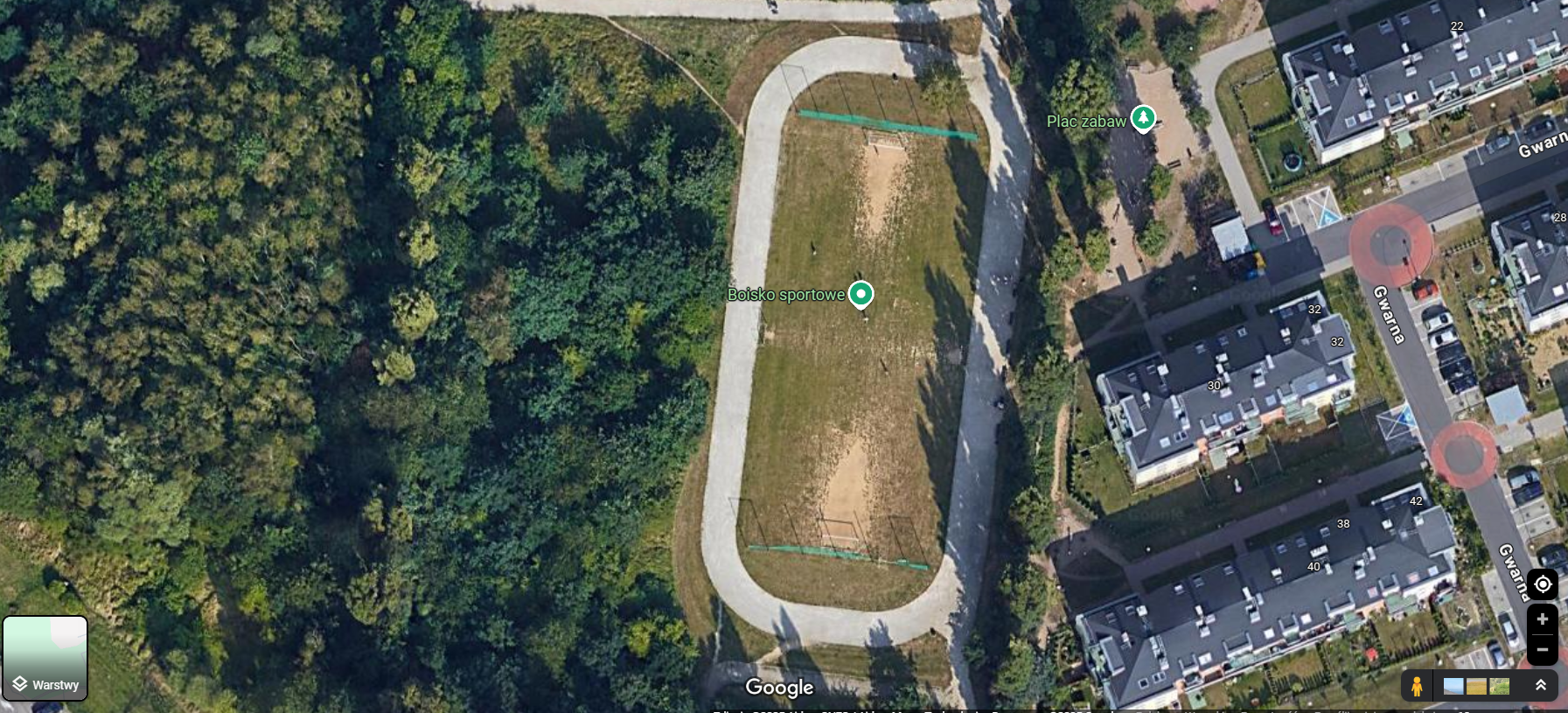 Zrzut ekranu z map Google