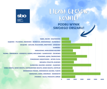 Zdjęcie z wykresem liczby głosów w obszarach lokalnych