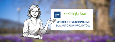 Obrazek z napisem: "Akademia SBO, spotkania dla autorów"