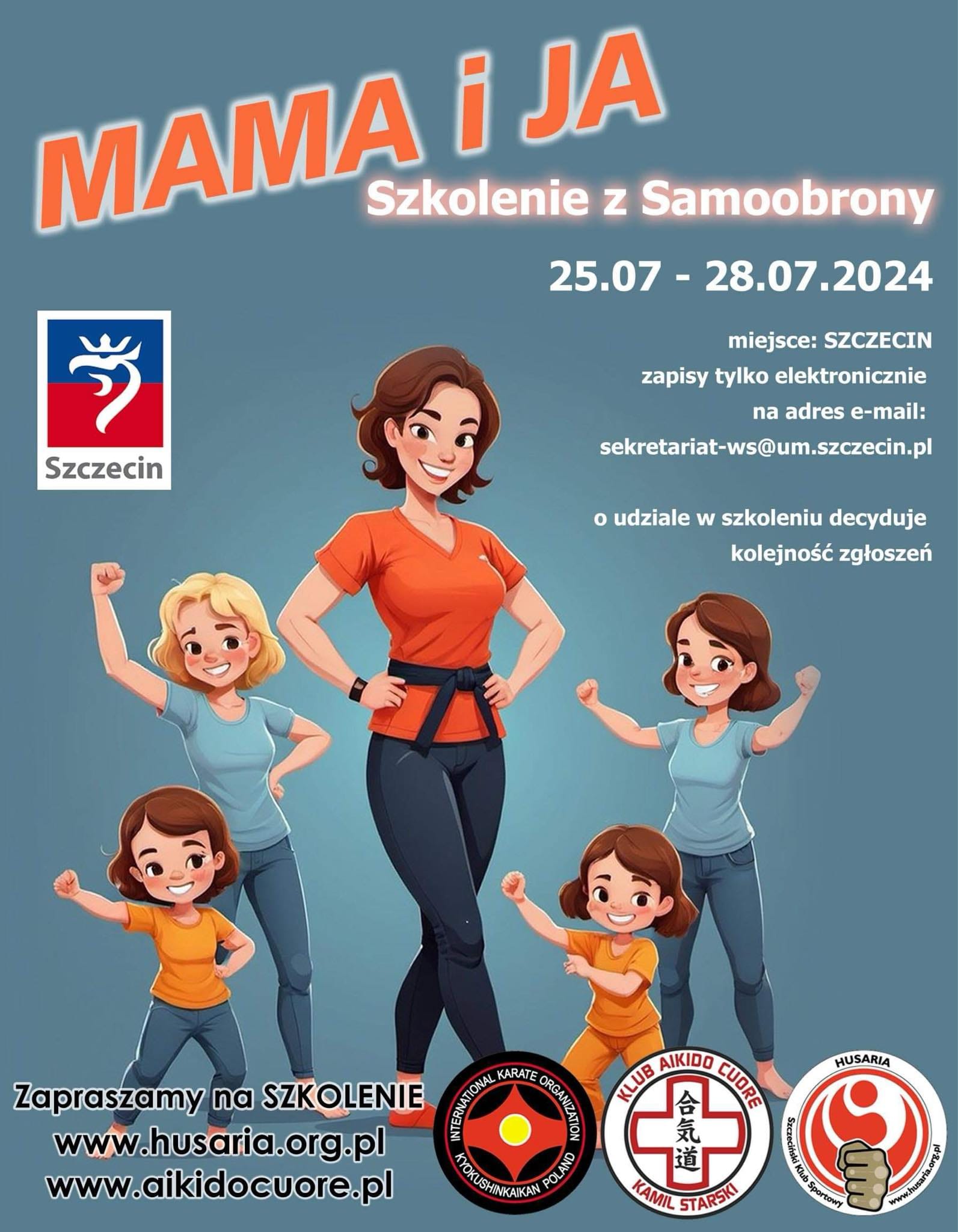 plakat dot. zajęć z samoobrony prowadzonych w ramach projektu Mama i Ja 